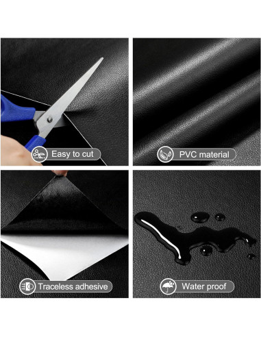 Parche de Reparación de Cuero Amiya 17.78x154.94 cm Negro