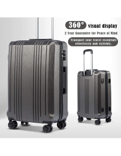 Conjunto de Maletas Expandibles Coolife 3 Piezas Gris TSA 2