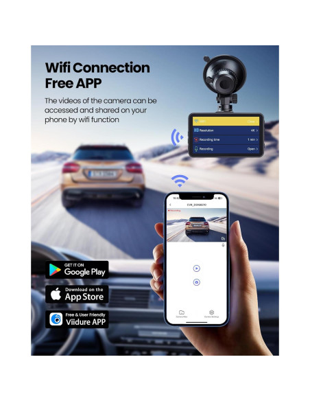 Cámara de tablero M16 4K + 2K, WiFi, visión nocturna, 32GB