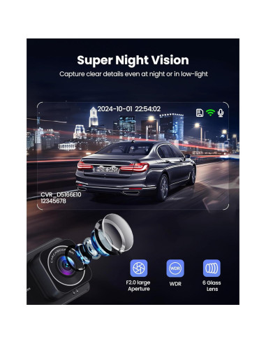 Cámara de tablero M16 4K + 2K, WiFi, visión nocturna, 32GB