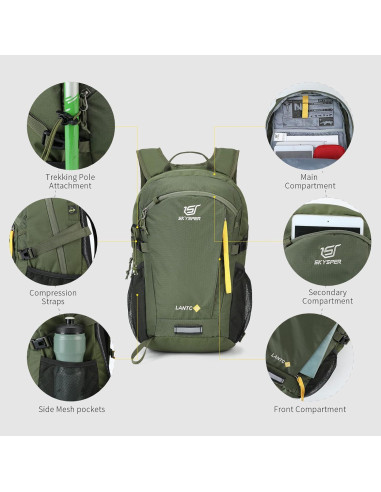 Mochila de Senderismo 20L SKYSPER Unisex Verde Militar