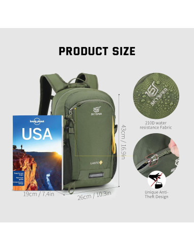 Mochila de Senderismo 20L SKYSPER Unisex Verde Militar
