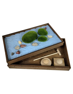 Jardín Zen Apilable Sunny Lark | Madera y Arena Azul 25.4x15.8cm