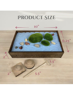 Jardín Zen Apilable Sunny Lark | Madera y Arena Azul 25.4x15.8cm 2