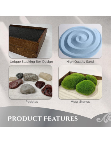 Jardín Zen Apilable Sunny Lark | Madera y Arena Azul 25.4x15.8cm