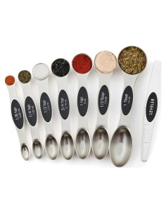 Juego de 8 Cucharas Medidoras Magnéticas Ununpentium Acero Inoxidable