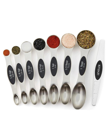 Juego de 8 Cucharas Medidoras Magnéticas Ununpentium Acero Inoxidable