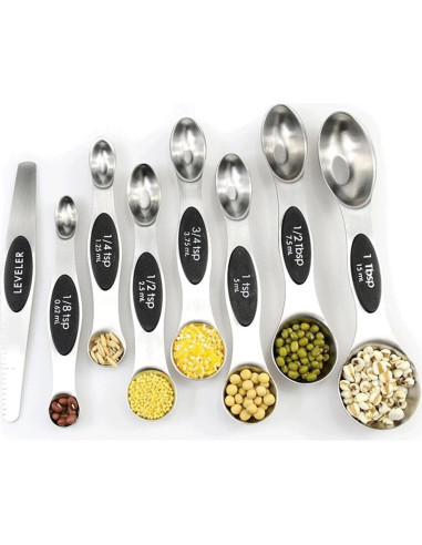 Juego de 8 Cucharas Medidoras Magnéticas Ununpentium Acero Inoxidable