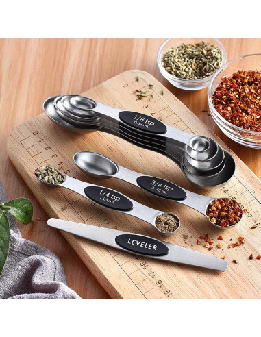 Juego de 8 Cucharas Medidoras Magnéticas Ununpentium Acero Inoxidable