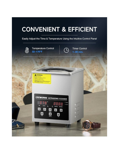 Limpia Ultrasónico Digital CREWORKS 2L con Calentador 150W