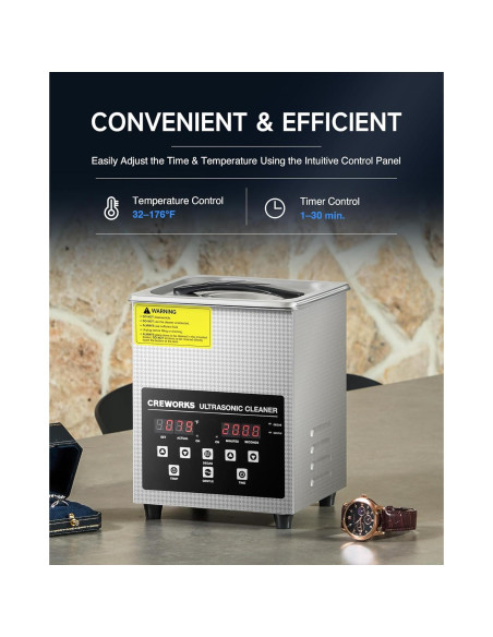 Limpia Ultrasónico Digital CREWORKS 2L con Calentador 150W