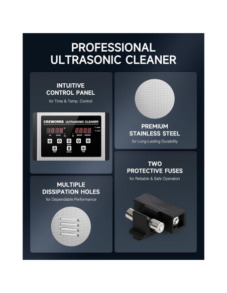 Limpia Ultrasónico Digital CREWORKS 2L con Calentador 150W