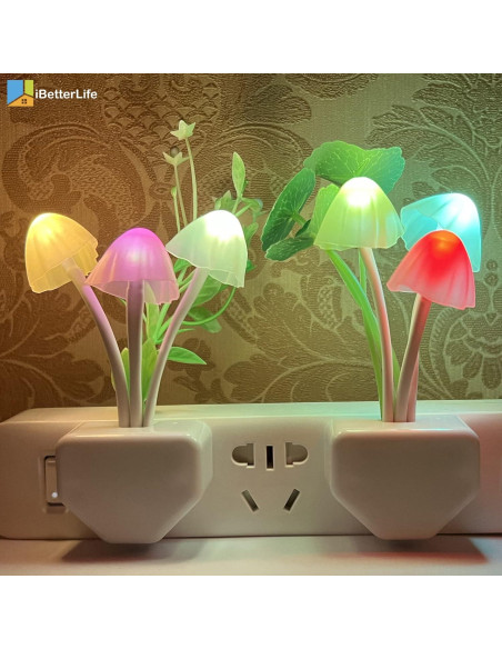 Luz Nocturna LED iBetterLife Hongo 2 Paquete Cambiante Color