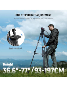 Trípode de Video NEEWER LL34 198 cm Fibra de Carbono 10 kg 2