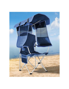 Silla de Playa Plegable Docusvect con Dosel y Portavasos - 150 KG