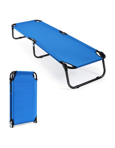 Cama de Camping Plegable GYMAX 190x56x30cm 150kg Azul
