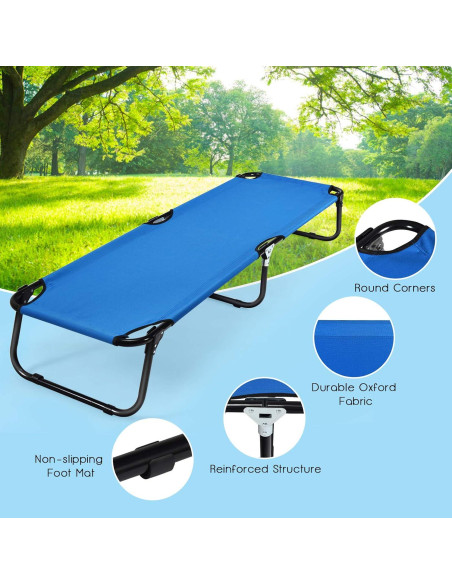 Cama de Camping Plegable GYMAX 190x56x30cm 150kg Azul Cama de Camping Plegable GYMAX 190x56x30cm 150kg Azul