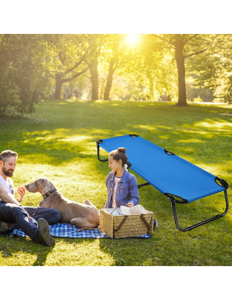 Cama de Camping Plegable GYMAX 190x56x30cm 150kg Azul Cama de Camping Plegable GYMAX 190x56x30cm 150kg Azul
