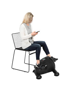 Bicicleta de Ejercicio de Pedal Gihusrzx Negra, Resistencia Ajustable, 100kg