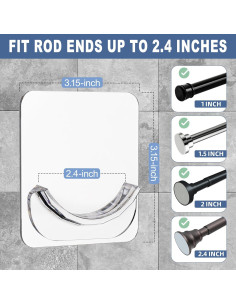 Soportes Adhesivos para Varilla de Cortina Antimbee - 2 Piezas 2
