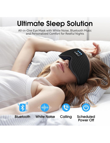 MUSICOZY Máscara de Sueño Bluetooth con Ruido Blanco 16 Sonidos