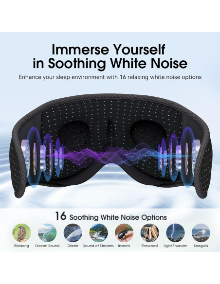 MUSICOZY Máscara de Sueño Bluetooth con Ruido Blanco 16 Sonidos