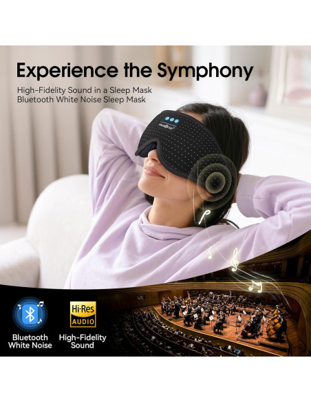 MUSICOZY Máscara de Sueño Bluetooth con Ruido Blanco 16 Sonidos