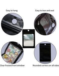 100 Bolsas Mylar Reutilizables Funnyleaf 6x10 cm Negras 2