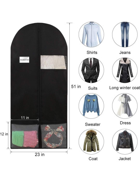 Bolsas de Ropa MASKEYON 129x58 cm con Cremallera - 2 Piezas