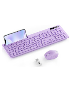 Combo Teclado y Ratón Inalámbricos Seenda Morado con Soporte