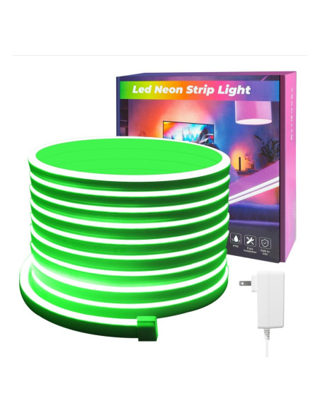 Tira LED Neón OUEVA 5m Verde Impermeable con Adaptador