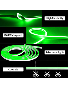 Tira LED Neón OUEVA 5m Verde Impermeable con Adaptador 2