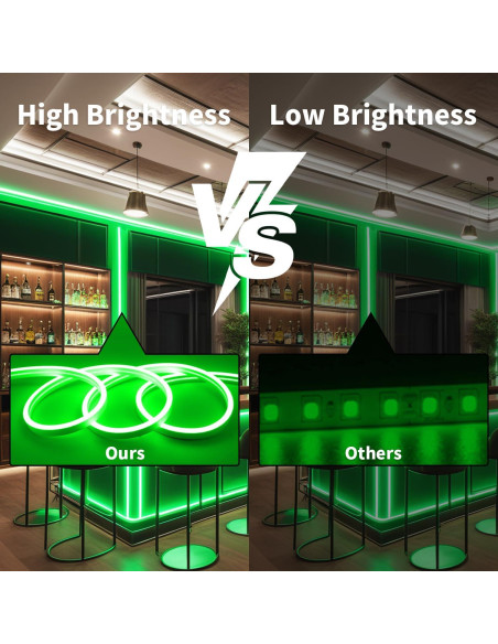 Tira LED Neón OUEVA 5m Verde Impermeable con Adaptador