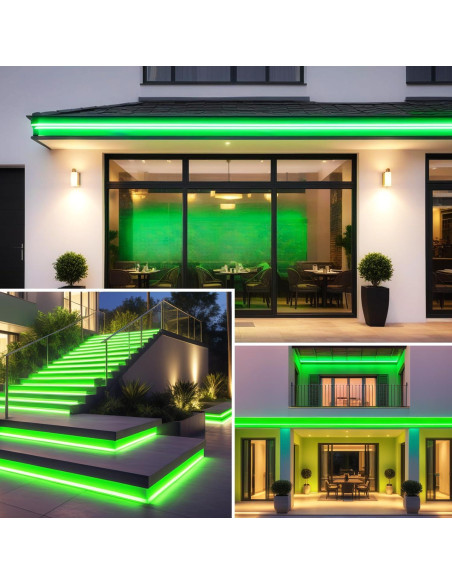 Tira LED Neón OUEVA 5m Verde Impermeable con Adaptador