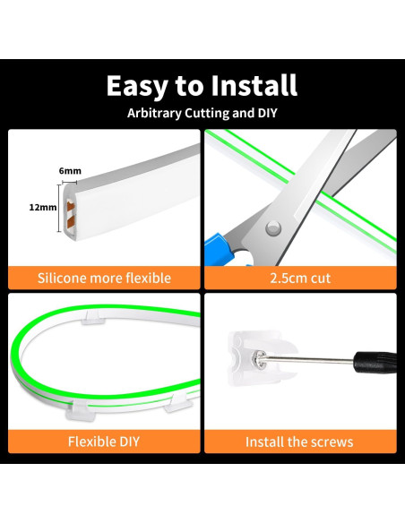 Tira LED Neón OUEVA 5m Verde Impermeable con Adaptador