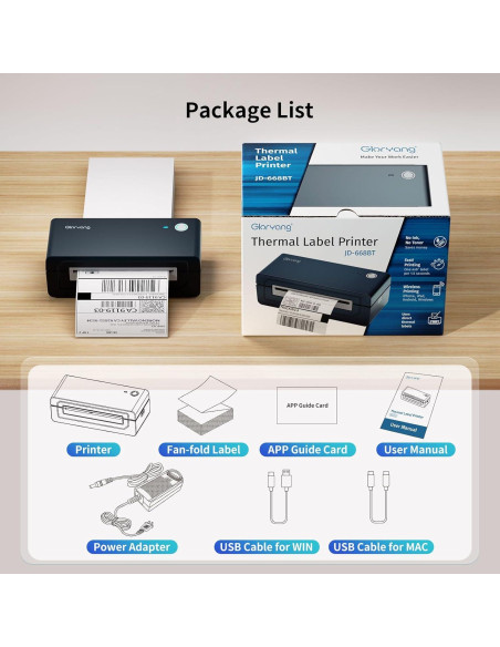 Impresora de Etiquetas Térmicas Gloryang 668BT Bluetooth 4x6