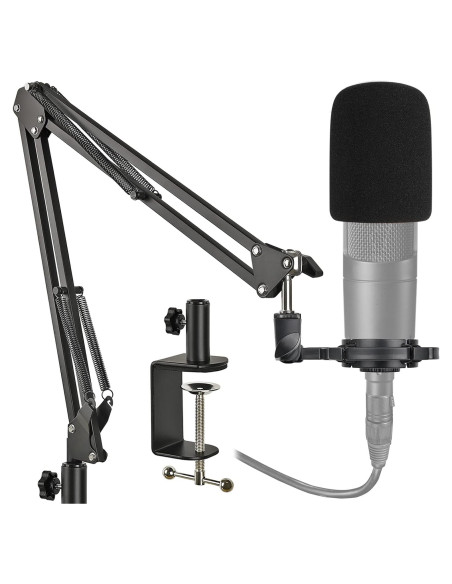 Soporte de Micrófono Ajustable Audio Technica AT2020 con Montura de Choque y Pantalla de Espuma