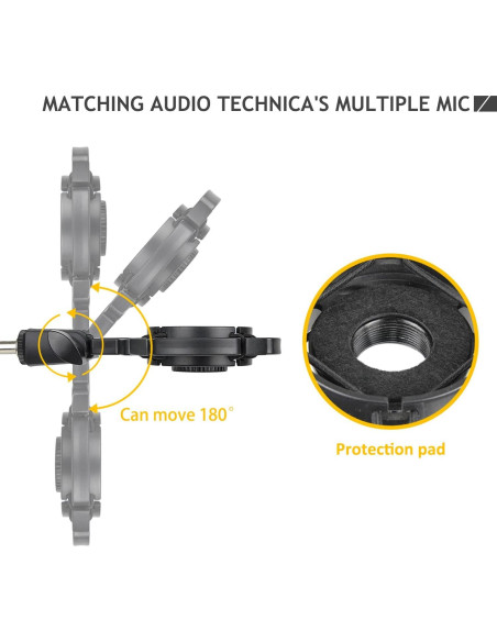 Soporte de Micrófono Ajustable Audio Technica AT2020 con Montura de Choque y Pantalla de Espuma