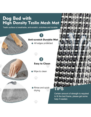 Cama Elevada para Perros Furggis con Dosel Impermeable 100x60cm