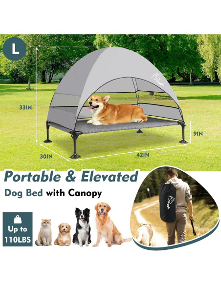 Cama Elevada para Perros Furggis con Dosel Impermeable 100x60cm
