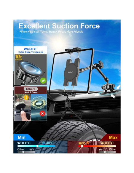 Soporte de Tableta Woleyi Alta Resistencia para Vehículo 4.7-13"