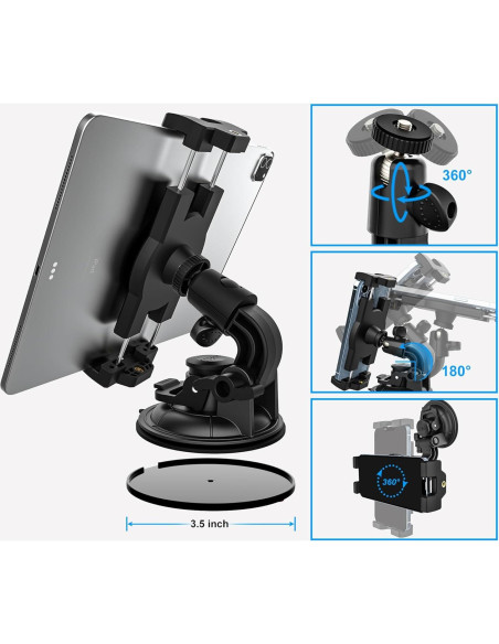 Soporte de Tablet para Coche YOOZ con Ventosa 360 Negro