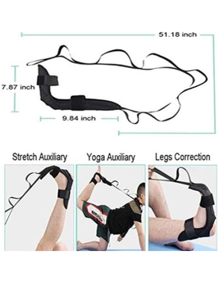 Correa de Yoga EOM para Estiramiento con 7 Asas - Negro