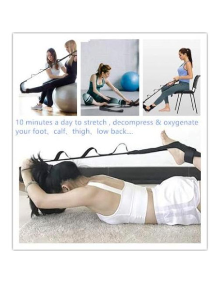 Correa de Yoga EOM para Estiramiento con 7 Asas - Negro