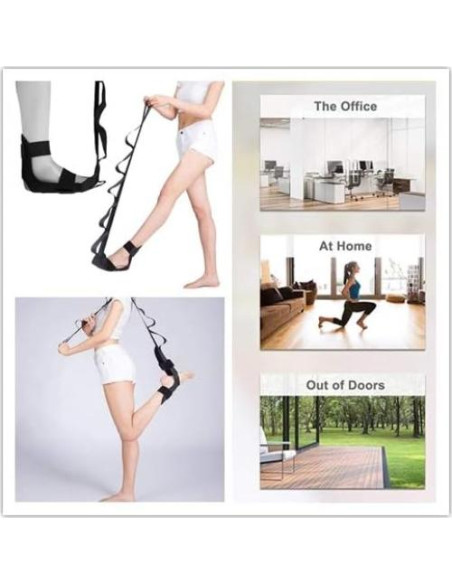 Correa de Yoga EOM para Estiramiento con 7 Asas - Negro