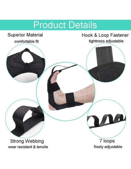 Correa de Yoga EOM para Estiramiento con 7 Asas - Negro