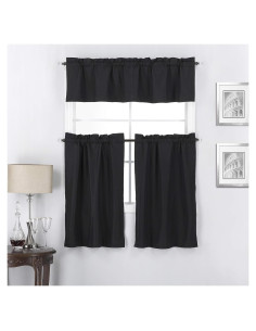 Cortinas Opacas Tendencias de Interior Crepúsculo 3 Piezas 100% Poliester Negro