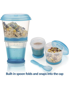 Contenedor de Cereal y Leche Pogah 355 mL Azul Hermético 2