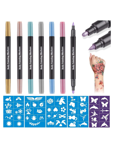 Marcadores de Tatuajes Temporales Lictin 7 Colores Doble Punta Marcadores de Tatuajes Temporales Lictin 7 Colores Doble Punta