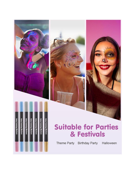 Marcadores de Tatuajes Temporales Lictin 7 Colores Doble Punta Marcadores de Tatuajes Temporales Lictin 7 Colores Doble Punta